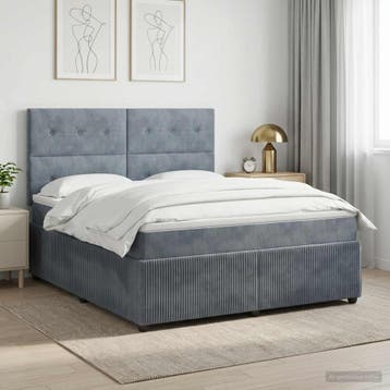 vidaXL Boxspringbed met matras Donkergrijs 140 x 190 cm, Verzenden, Nieuw