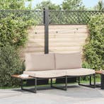vidaXL Tuin Sofa met kussen Taupe 200,5 x 70 x 85,5 cm Staal, Tuin en Terras, Verzenden, Nieuw