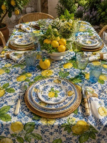 Elegante tafellaken voor grote tafels. Country house met