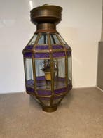 Lantaarn plafondlamp - lantaarn - Glas, Messing, Koper -, Antiek en Kunst
