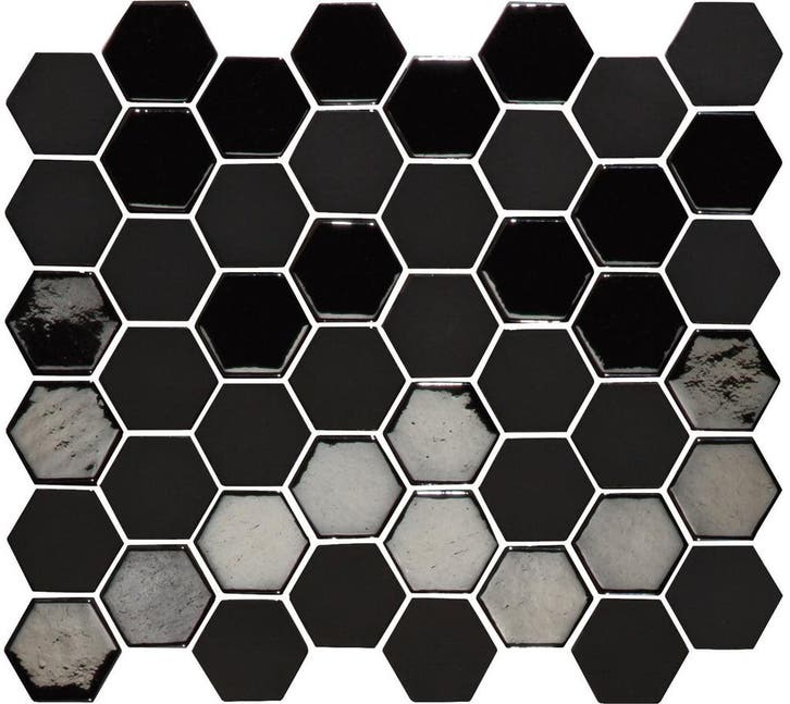 Wand Mozaïek Tegels Factory Hexagon Keramiek Zwart - Matj.., Bricolage & Construction, Dalles & Carrelages, Enlèvement ou Envoi