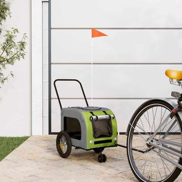vidaXL Fietskar voor huisdieren Groen en Grijs 125 x 53 x 54, Verzenden