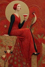CREATIVE_HUB - Redhead and red campari in Erte style adv, Nieuw