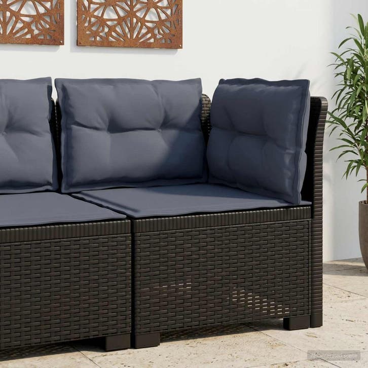 vidaXL Eén-zits Tuin Sofa met Kussens Rieten Look PP, Tuin en Terras, Tuinsets en Loungesets, Nieuw, Verzenden