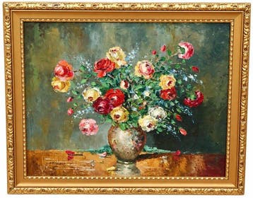 Enrique Koskaya (1901-1970) - Bodegón con rosas