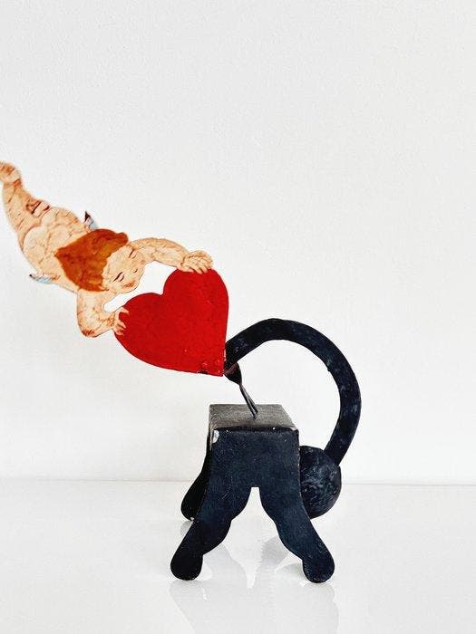 Figure - Vintage Metal Balance Toy – Firemen & Handcart -, Antiquités & Art, Art | Objets design