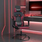 vidaXL Massage gamestoel kunstleer zwart en wijnrood, Verzenden