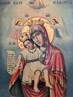 Icoon - Grieks-orthodoxe icoon “axion esti – eleousa” –