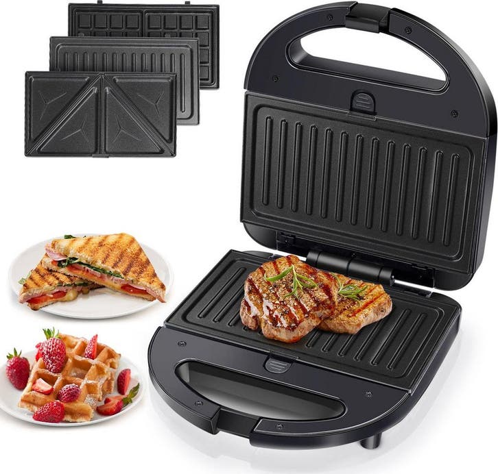 Tosti apparaat - Tosti ijzer - Contactgrill - Wafelijzer - 7, Elektronische apparatuur, Contactgrills, Nieuw, Verzenden