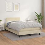 vidaXL Boxspring met matras kunstleer crèmekleurig 120x200, Verzenden, Nieuw