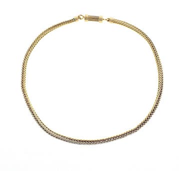Exclusief gouden vossenstaart schakelcollier (Ketting), Ophalen of Verzenden, Gebruikt, Goud, Goud
