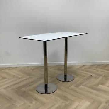 sta-tafel / bartafel 140x70 cm, wit - chroom, Maison & Meubles, Pièces pour table