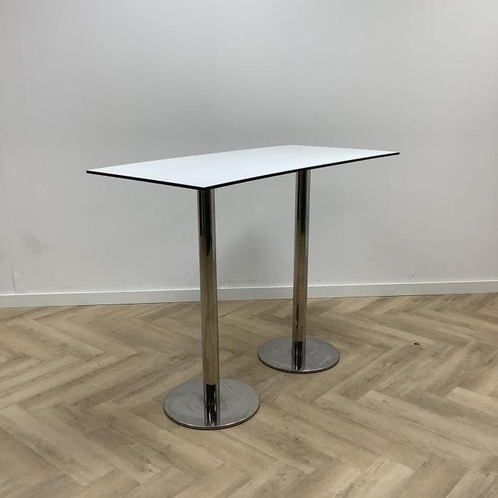 sta-tafel / bartafel 140x70 cm, wit - chroom, Maison & Meubles, Pièces pour table
