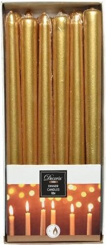 Kaarsen Dinner Wax Metallic Goud 25 cm Ø2,15 doos 12 stuks, Nieuw