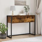 vidaXL Bijzettafel met lade Rook Eik 100 x 36 x 75 cm, Huis en Inrichting, Tafels | Bijzettafels, Verzenden, Nieuw