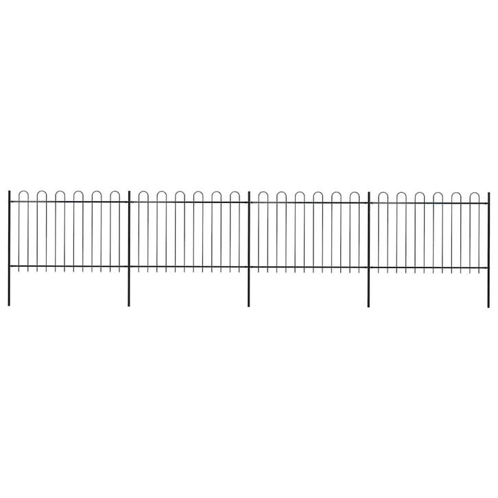 vidaXL Tuinhek met ringtop staal 714,5x120 cm zwart, Tuin en Terras, Tuinhekken en Hekwerk, Nieuw, Verzenden