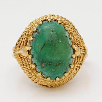 Ring - 18 karaat Geel goud - Jade, Nieuw