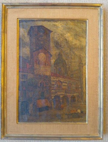 Nestor Cambier (1879-1957) - Marktplein in Italiaanse stad
