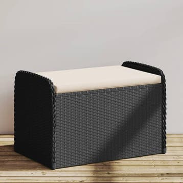 vidaXL Opbergbankje met kussen 80x51x52 cm poly rattan zwart, Verzenden, Nieuw