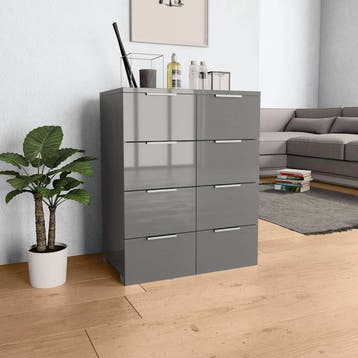 vidaXL Dressoir 60x35x80 cm bewerkt hout hoogglans grijs, Verzenden, Nieuw