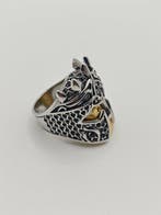 Zonder minimumprijs - Ring Zilver, Viking-schedelring .925, Nieuw