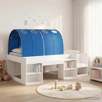 vidaXL Bedframe met Tunnel 3 st Wit en Blauw Geconstrueerd, Verzenden
