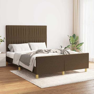 vidaXL Bedframe zonder matras stof donkerbruin 140x200 cm, Verzenden