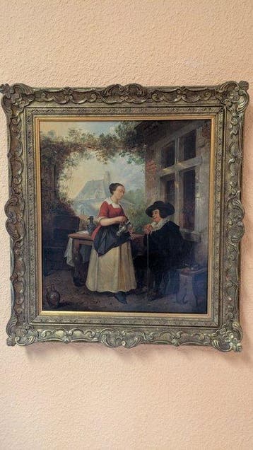 École néerlandaise (XIX) - Gentiluomo e cameriera - NO