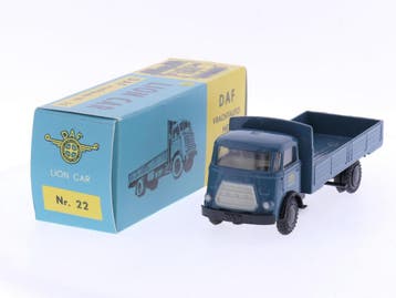 Schaal 1:50 Lion Car DAF vrachtauto met open laadbak Nr...., Ophalen of Verzenden, Zo goed als nieuw