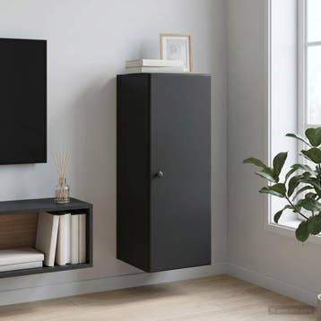 vidaXL Wandkast 33 x 34,5 x 90 cm Bewerkt hout Zwart, Huis en Inrichting, Kasten | Overige, Verzenden, Nieuw