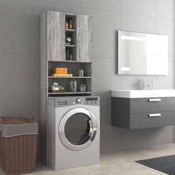 vidaXL Wasmachinekast 64x25,5x190 cm grijs sonoma, Verzenden
