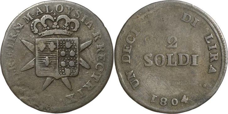 2 Soldi 1804, Italien-florenz Carl Ludwig en Maria Louisa..., Timbres & Monnaies, Monnaies | Europe | Monnaies non-euro, Envoi