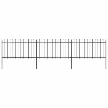 vidaXL Tuinhek met speerpunt staal 504x100 cm zwart, Verzenden, Nieuw