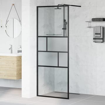 vidaXL Inloopdouchewand Zwart 80 x 195 x 0.5 cm Glas en, Verzenden