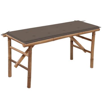 vidaXL Tuinbank inklapbaar met kussen 118 cm bamboe, Verzenden, Nieuw