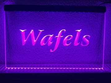 Wafels wafel neon bord lamp LED verlichting reclame lichtbak, Verzenden, Nieuw