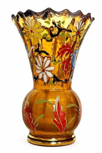 Signed Mariano Royo - Balustervaas - handgeëmailleerd
