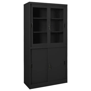 vidaXL Kantoorkast met schuifdeuren 90x40x180 cm staal, Verzenden, Nieuw