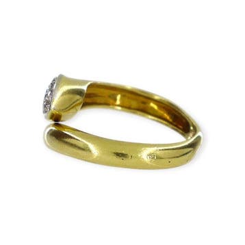 Bague - 18 carats Or jaune Saphir - Diamant