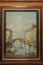 Scuola Italiana (XX), firmato R. Leonardi - Veduda di, Antiek en Kunst