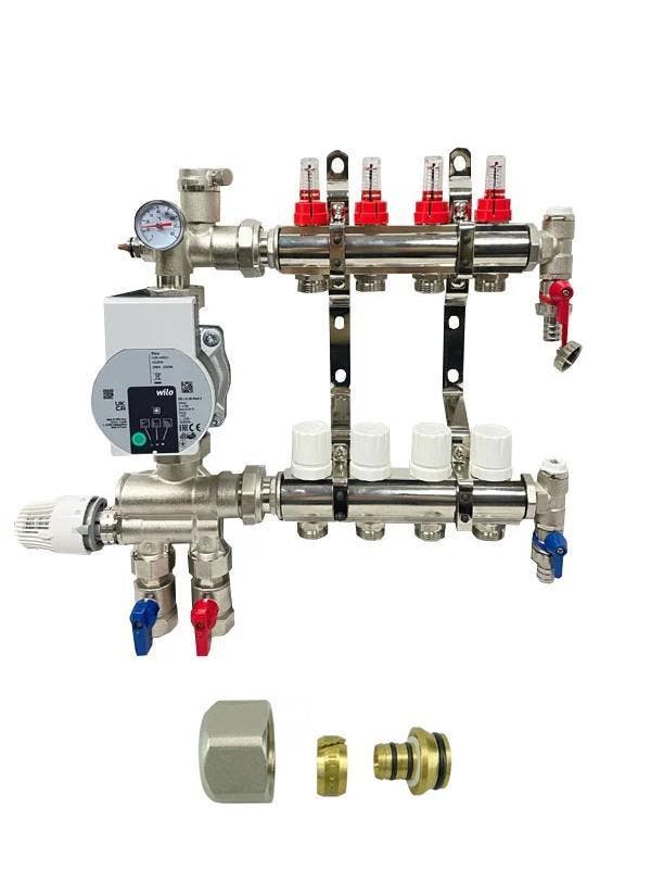RVS 5 groeps vloerverwarming verdeler met A-label wilo pomp, Doe-het-zelf en Bouw, Verwarming en Radiatoren, Nieuw, Ophalen of Verzenden