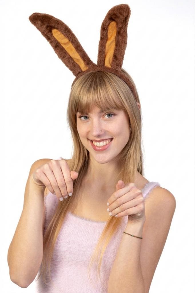 KIMU® Haarband Konijn Donkerbruin Diadeem Konijnenoren Oren, Kleding | Dames, Carnavalskleding en Feestkleding, Nieuw, Ophalen of Verzenden