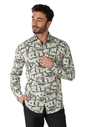 Dollar Geld Overhemd Heren OppoSuits, Verzenden