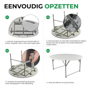MaxxGarden Vouwtafel - Opvouwbare ronde tuin tafel - 120x..., Tuin en Terras, Tuintafels, Ophalen of Verzenden, Nieuw, Rond