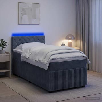 vidaXL Boxspringbed met matras en LED Donkergrijs 90 x 190, Verzenden, Nieuw
