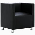 Fauteuil Kubus Kunstleer Zwart | Retour Deal | 52% Korting!, Verzenden, Minder dan 75 cm, Nieuw, Leer