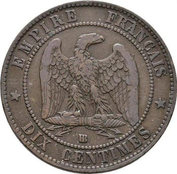 France. 2 Monete Francia : Napoleon III - 10 Centimes 1862