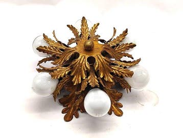 Kroonluchter - Metaal, Banci-hanglamp in metaal met gouden, Antiek en Kunst