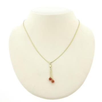 Gouden s-schakel collier met bloedkoraal (Ketting), Gebruikt, Ophalen of Verzenden, Met edelsteen, Goud