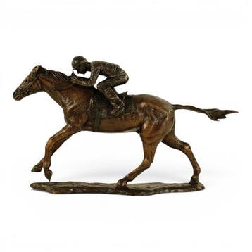 sculptuur, Jockey on Horse - 28 cm - 17 cm - Brons